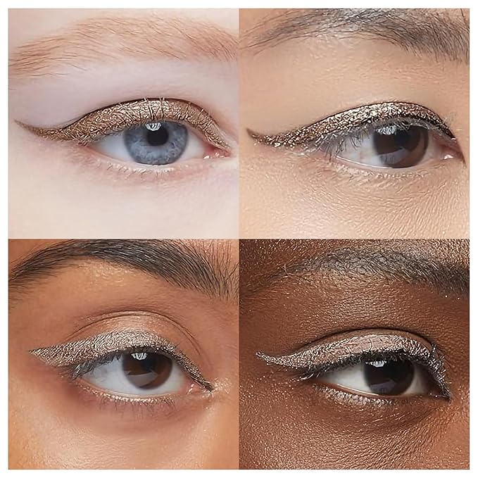 Liquid Eyeliner - Hypoallergenic Eyeliner with Fine Brush Tip, Long-Lasting Waterproof Eye Liner - Cruelty-Free, Vegan, Hypoallergenic, Gluten-Free, Smooth Liquid Eye Liner, Shimmer Gold Brown 2mL