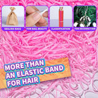 Teenitor Hair Bands, Rubber Elastics, 300pcs, Pink