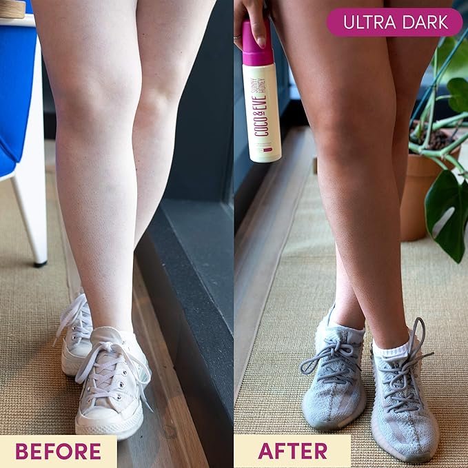 Coco & Eve Self Tanner Mousse Kit - All Natural| Sunless Instant Tanning Lotion with Bronzer & Mitt Applicator | Sunny Honey Bali Bronzing Kit (Ultra Dark)