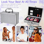 Makeup Kit for Teenager & Women Full Kit, All in One Makeup Set With The Small Cosmetic Train Case, Professional Makeup Kit, Makeup Gift Set for Women Girls (silver)