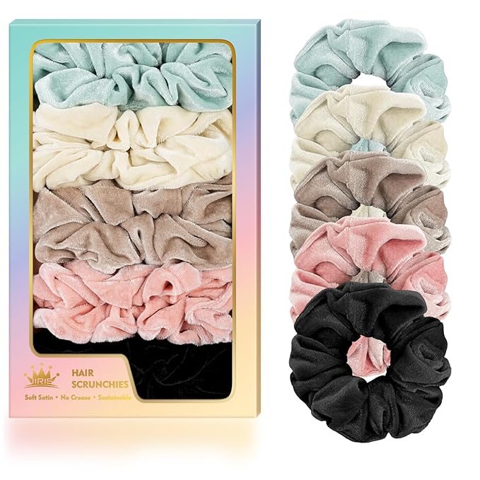 5Pcs Velvet Hair Scrunchies for Women, Fashion No Crease Hair Ties for Thin Thick Hair,Soft Hair Bands No Damage for Girls, Ideal Gifts for Women (Set 6)