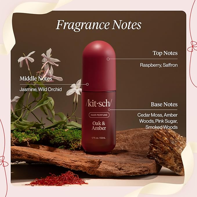 Kitsch Hair Perfume for Women- Warm Sugar and Oak & Amber | Clean, Deodorizing & Patented Odor-Eliminating Technology Hair Spray & Body Mist- Freshen Hair, Pillows | Ideal Gifts for Women - 50mL, 2pcs