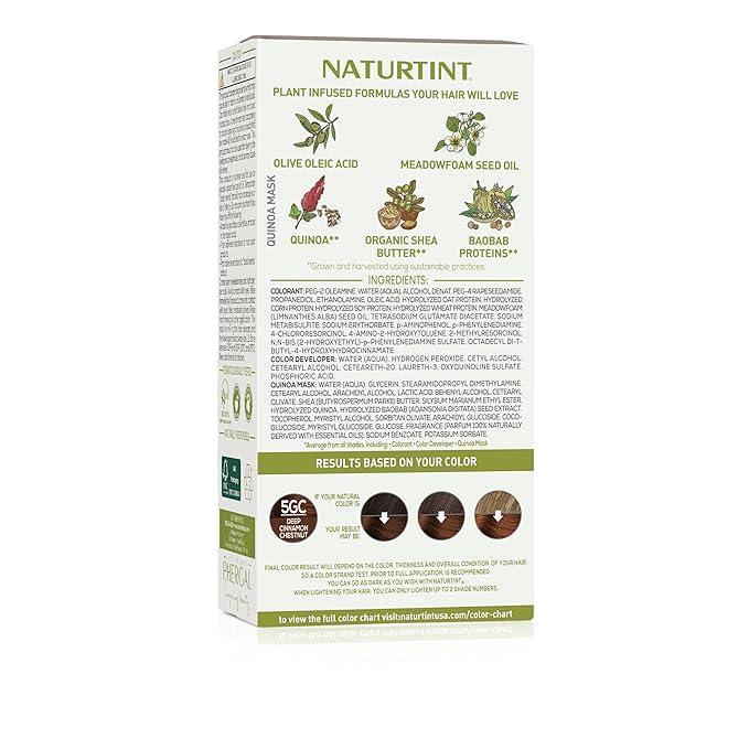 Naturtint 5GC Deep Cinnamon Chestnut Permanent Hair Color (Pack of 1), Ammonia Free, Vegan, Cruelty Free, up to 100% Gray Coverage, Long Lasting Results (Packaging may vary)