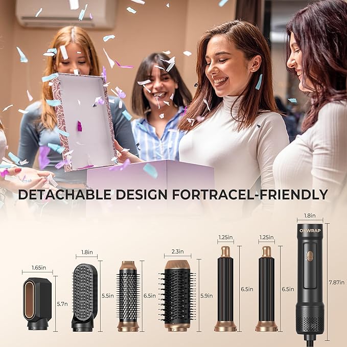 6 in ONE Blow Dryer Brush,Air Curling Iron Round Brush Blow Dryer 800W,Ionic Hair Dryer Brush for Women, Hot Air Brush Hair Styling Tools 100-120V