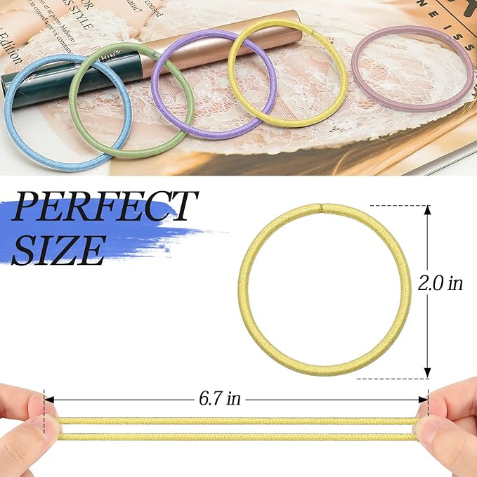 100Pcs Multi-Color Hair Ties For Thick And Curly Hair, Elastic Hair Ties For Women, Men And Girls, No Damage Ponytail Holder Hair Bands(Set6)