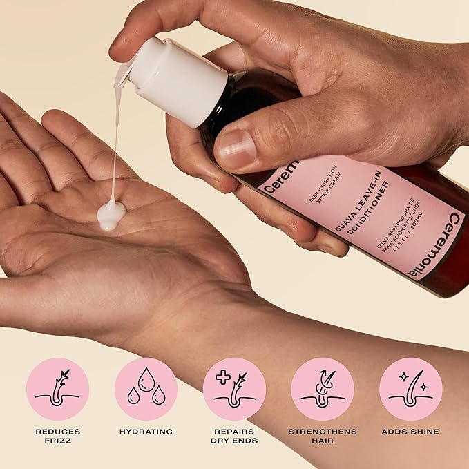 Ceremonia Guava Leave-In Conditioner Deep Hydration Repair Cream with Tamarind and Avocado, 6.7 Fl Oz | 200 mL