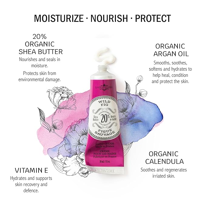 La Chatelaine French Hand Cream Trio Tin, Holiday Gift Set, Hand Lotion for Women, Made in France with 20% Organic Shea Butter, Moisturizing (Wild Fig, Pomegranate Mulberry, Shea) 3 x 1 fl. Oz