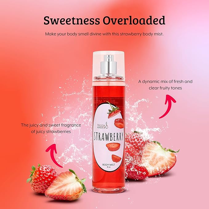 Luxurious Scented Strawberry Fragrance Body Mist A Sophisticated 8 oz Gift Stocking Stuffer Exquisitely Crafted for Women's Sublime Fragrance