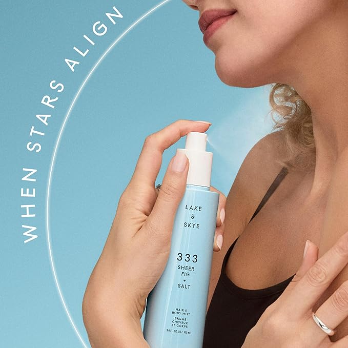 Lake & Skye 333 Sheer Fig + Salt Hair & Body Mist 3.4 Fl Oz (100 mL), Grapefruit Blossom, Salted Fig, Sandalwood, Hydrating