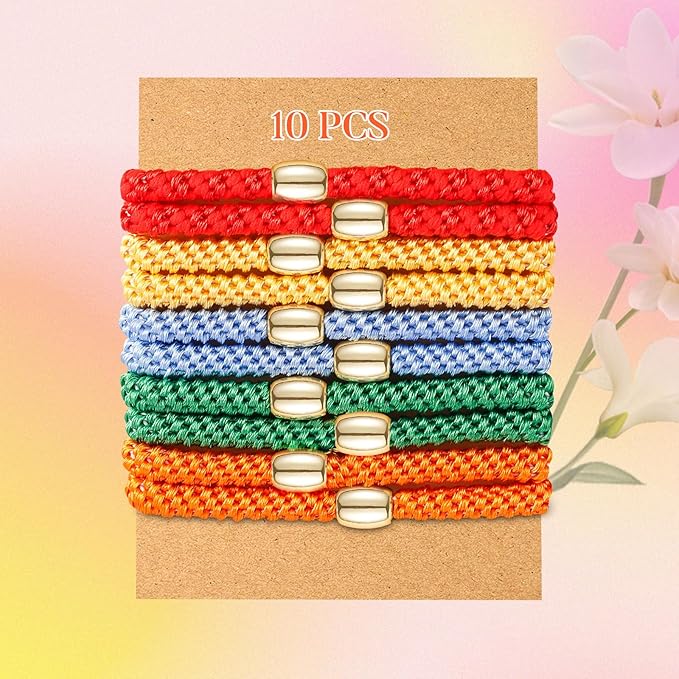 Hair Ties No Damage - 10PCS Ponytail Holders - Elastic Hair Ties for Thick Hair - Braided Hair Bands for Women Girls's Hair - Neon