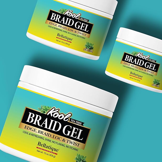 KOOL Braiding Gel Maximum Hold for LOC & Twist - No Flaking, No Whitening, Fast Drying, High Shine, Cool & Refreshing, Long Lasting Hold (15 oz)