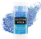 MEICOLY Blue Face Body Glitter Stick,Blue Hair Face Glitter Makeup,Mermaid Chunky Glitter Face Paint,Waterproof Sparkle Festival Rave Accessories for Women