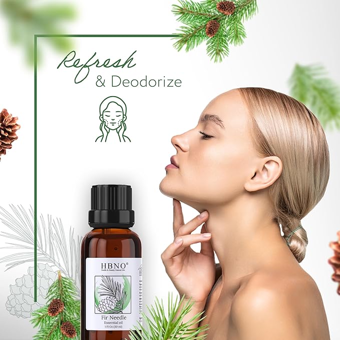 HBNO Fir Needle Essential Oil - 1 oz (30ml) Travel Size - Natural Fir Needle Oil - Perfect for Cleaning, Aromatherapy, DIY, Soap & Diffuser