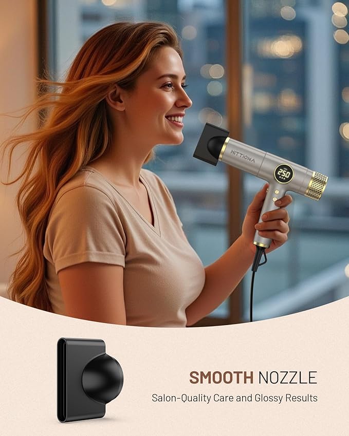 Dual Voltage Travel Hair Dryer with Magnetic Diffuser - 2000W High-Speed Ionic Hair Dryers Gift for Women Men, Fast Drying, Low Noise, Lightweight, No Heat Damage, European Travel 110V-240V, Gold