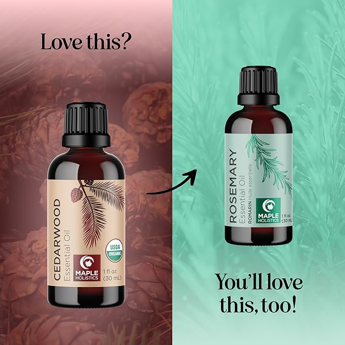 Certified Organic Cedarwood Essential Oil - 100% Pure Organic Cedarwood for Hair Skin & Nails plus Beauty DIYs - Calming Aromatherapy Essential Oil for Diffusers - USDA Non-GMO & Undiluted