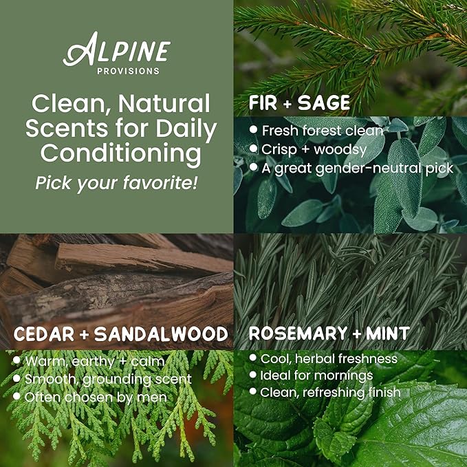 Alpine Provisions Natural & Organic Conditioner with Cedar & Sandalwood – Moisturizing Hair Conditioner with Aloe Vera, Sunflower Oil & Essential Oils – Sulfate-Free, Vegan, Plant Based – 16.9 fl oz