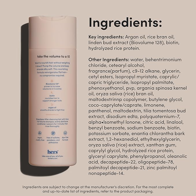 hers Full Volume Conditioner, 2 Pack - Volumizing Conditioner for Women with Biotin - Adds Lightweight Volume, Shine & Bounce - Coastal Cedar Citron - 2 x 6.4 fl oz