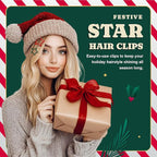 White Green Red Star Hair Clips Accessories for Girls Women Kids, Metal Snap Barrettes Cute Colorful Pins for Party Rave Large & Small Size 36pcs (Christmas)