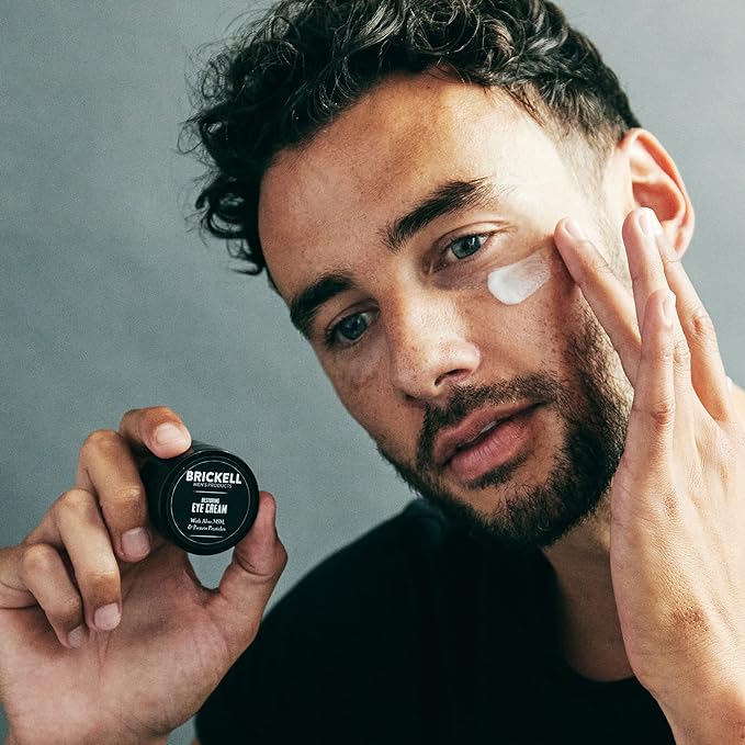 Brickell Men's Complete Defense Anti Aging Routine, Night Face Cream, Vitamin C Day and Night Serum, Facial Moisturizer w/SPF and Eye Cream, Natural and Organic, Scented, Skin Care Gift Set