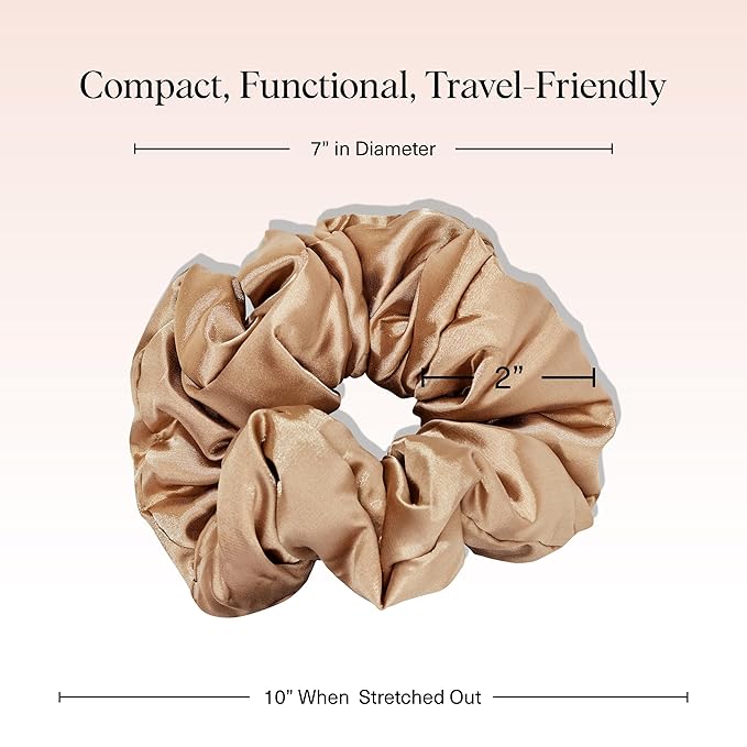 Kitsch Satin Scrunchies for Women - No Crease Hair Ties for Girls | Big Scrunchies for All Hair Types and Textures, Perfect for Day or Night | Ideal Gifts for Women - 2 Pcs, Charcoal and Gold