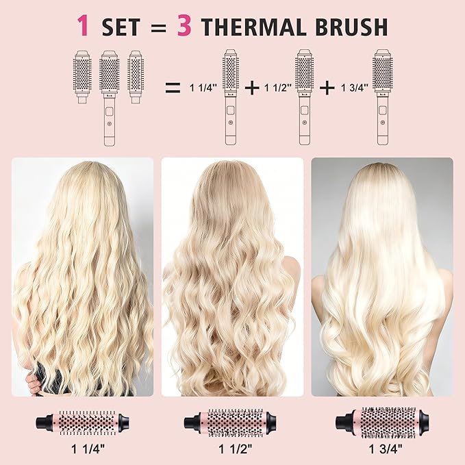 NONK 3-in-1 Interchangeable Curling Iron, 1 1/4" 1 1/2" 1 3/4" Heated Barrels for Different Curls, Adjustable Digital Temp, Fast Heat, Hair Styling Tool for All Hair Types,Large Barrel Curling Iron