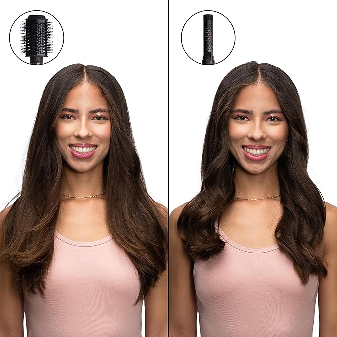 Foxybae Super Styler – 4-in-1 Blow-Dryer Brush Set - Diffuser, Blowout-Brush, 1.25” Curling Barrel & Drying Cylinder - Voluminous, Frizz-Free Hair - Dryer, Straightener & Curler (Black Rose-Gold)