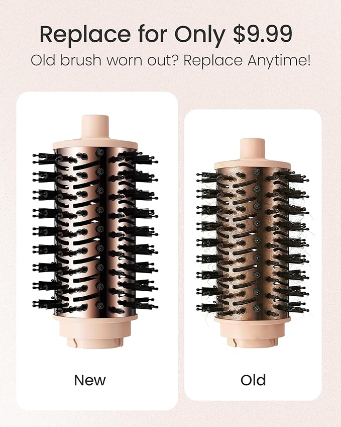 AIMIKE HyperFlow Blow Dryer Brush Replacement Attachment, Original Round Barrel with Nylon Pins and Tufted Bristles for Blow-Drying, Volumizing & Styling, 3.3'' Overall Dia (Brush Head Only)