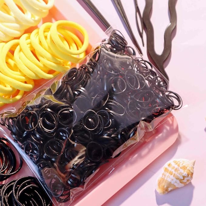 YANRONG Women's Hair Accessories Set: 755 Seamless Ponytail Holders, Variety Hair Scrunchies, Bands, and Ties for Thick and Curly Hair (Yellow)