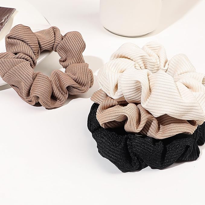 Hair Scrunchies for Women - Hair Ties No Damage Both for Thick Hair or Thin Hair Curl Hair No Crease Gray Scrunchies Ponytail Holder No Hurt Your Hair
