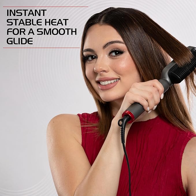 CHI Lava TriLume Heated Brush, Triangle-Shaped Comb for Natural Waves & Volume, Easy & Gentle Root Access, Reduces Frizz & Increases Shine