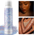 Hair Glitter, 2PCS Body Glitter Spray Glitter Hairspray for Kids Women, Long-Lasting Quick-Drying Holographic Glitter Spray for Hair and 8.4 Fl OZ (Holo Silver+ Holo Silver)