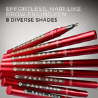 L'Oreal Paris Faux Brow, Hair-Like, Filling Eyebrow Pen with Double-Brush Tip, Fast & Precise Eyebrow Makeup, Brunette, 0.03 Fl Oz