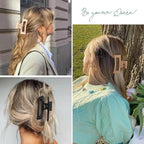 Hair Clip, 3.5 Inch Medium Square Claw Clips Rectangle Clips 6 Pack Rubber Paint Acrylic Plastic Metal, Non-Slip Design for Women Girls - Coffee