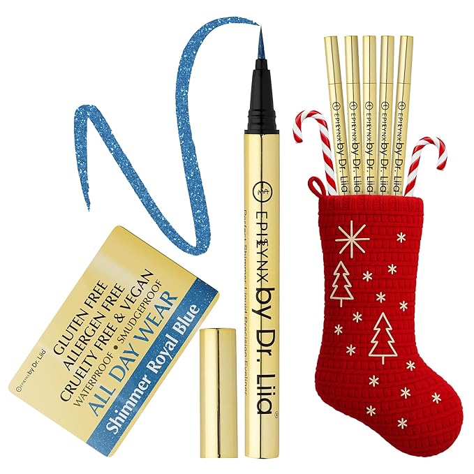 Liquid Eyeliner - Hypoallergenic Eyeliner with Fine Brush Tip, Long-Lasting Waterproof Eye Liner - Cruelty-Free, Vegan, Hypoallergenic, Gluten-Free, Smooth Liquid Eye Liner, Shimmer Royal Blue 2mL