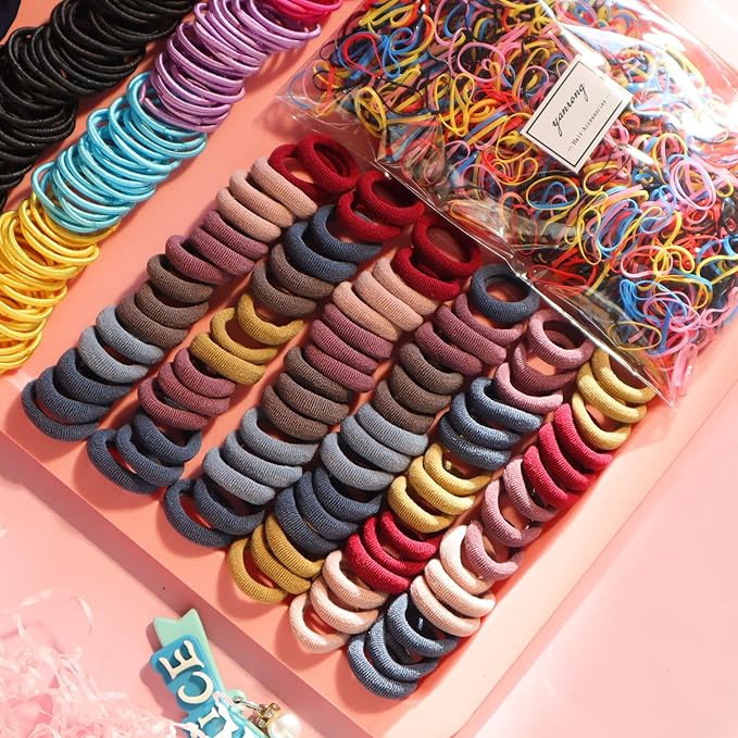 Hair Accessories Set - Scrunchies, Traceless Hair Ropes, Ties, Ponytail Holders, Rubber Bands for Girls, Women, Baby, and Kids (Deep Color, 2155 PCS)