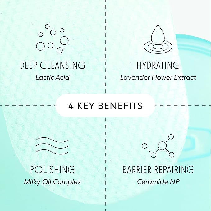 LOOPS Milky Cleanser - Deep Cleansing and Hydrating Skin Care - Pre-soaked Bamboo Pad - Facial Wash with Milky Oil Complex - Oil Cleanser for Face - Face Wash, Facial Cleansing Pads - Gifts for Women
