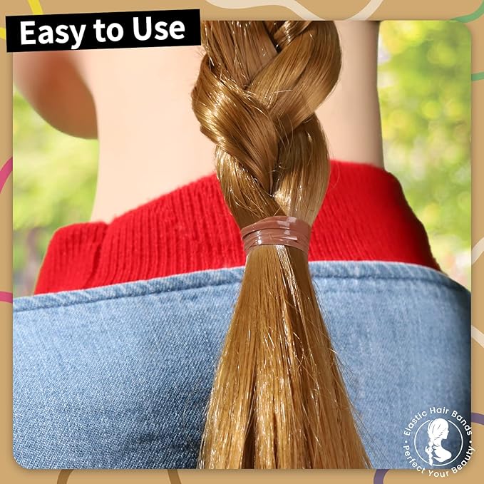 Teenitor Elastic Hair Bands, Rubber Bands for Hair, Small Hair Ties, 300pcs, Light Brown