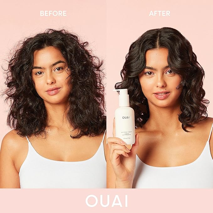 OUAI Medium Hair Bundle - Anti-Frizz Crème, Shampoo, and Conditioner (3 Count: 6 Oz/ 10 Oz/ 10 Oz)
