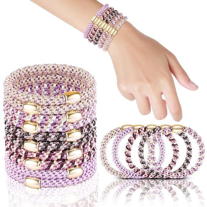 Hair Ties No Damage - 10PCS Ponytail Holders - Elastic Hair Ties for Thick Hair - Braided Hair Bands for Women Girls's Hair - Violet