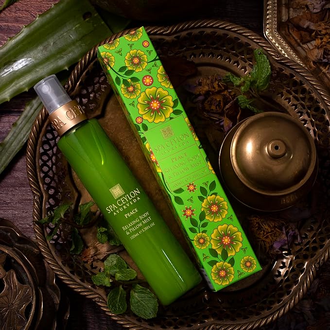 SPA CEYLON Peace Relaxing Body and Pillow Mist, Herbal Skin Care Spray with Lemongrass, Lavender and Peppermint, Hydrating & Calming, Vegan & Cruelty-Free