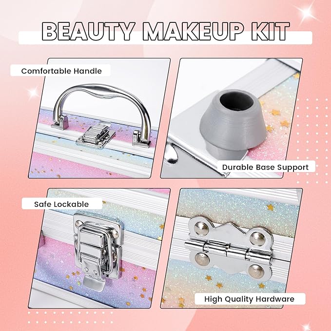 Makeup Kit for Women Girls, Fashionable Make Up Present Set for Beginners Professionals Traveler with Case, Makeup Essential with Eyeshadow Palette, Lip Gloss, Mascara,Foundation Face Primer(Rainbow)