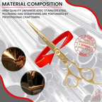 Hair Cutting Scissors -Sharp Razor Edge Blade Hair Shears Series - 6.5" With Fine Adjustment – Stainless Steel Hair Scissors Professional For Men, Women & Babies (Gold)