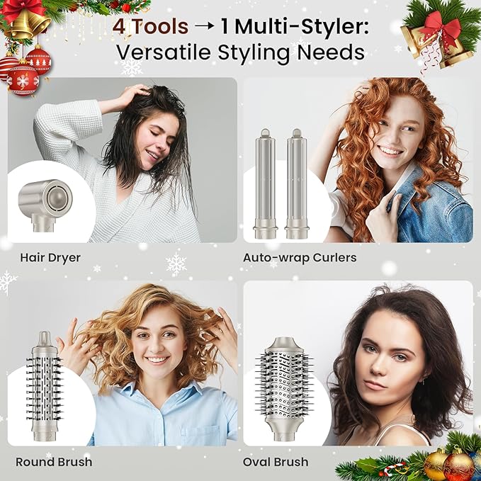 Upgraded 5-in-1 Hot Air Styler – Hair Dryer & Versatile Air Styler with Auto Wrap Curlers, Volumizing Brushes, Frizz-Free Hair Styler Tool for Curling, Smoothing & Adding Volume, Gift for Women