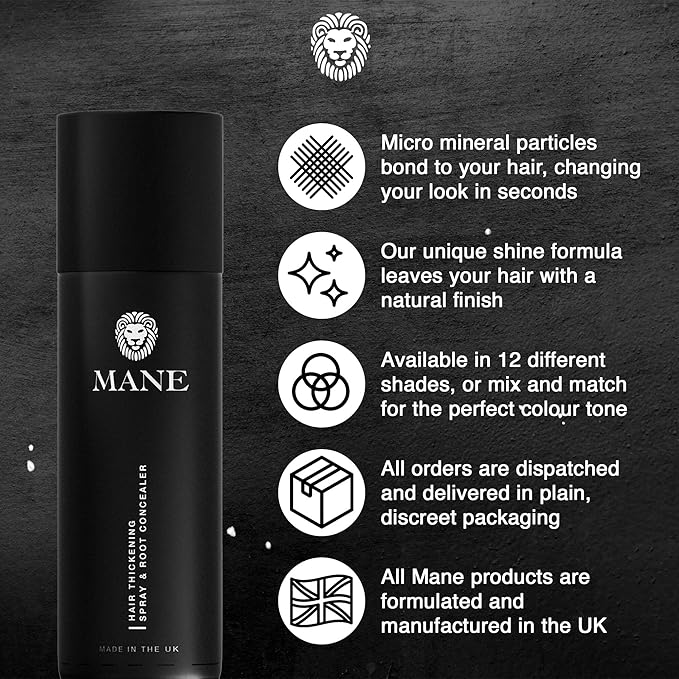 Mane Hair Thickening Spray & Root Touch Up, Instantly Thicker Hair for Men & Women, Fill in Hairlines and Hide Thinning and Fine Patches - Blond, 12 Colors (6.76 oz)