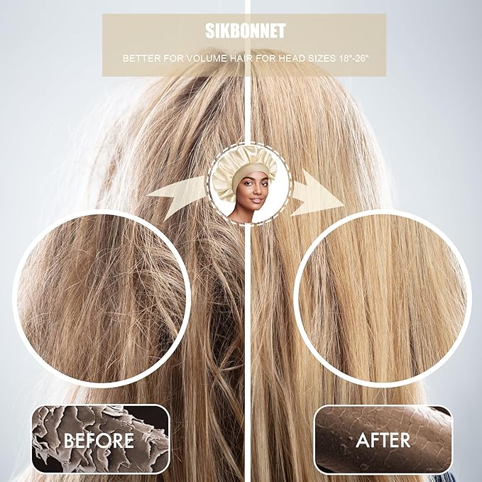 Satin Silk Bonnet for Sleeping, Soft Satin Lined Hair Bonnet for Women, Double Layer Sleep Nightcap