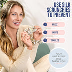 Blissy Silk Scrunchies (3 Pack) - 100% Pure Mulberry Silk - 22 Momme 6A High-Grade Fibers Scrunchie for Straight & Curly Hair (Nicole Miller NY to Paris, Regular)