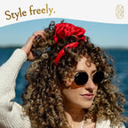 Silk Scrunchies Ponytail Holders – Oversized Mulberry Silk Scrunchies – Extra Large No Damage Hair Ties for Curly, Thick, and Thin - Hair Accessories for Women – Poppy Razzi Red, XL By Curlfriend