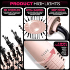 LUXEE Volumizing Blow Dryer Brush, 5 in 1 One Step Volumizer Hot Air Hair Dryer, Oval Barrel Hair Straightener and Curler for Women, Dual Voltage Tourmaline/Negative Ionic Blowout. US/UK/EU Plug.