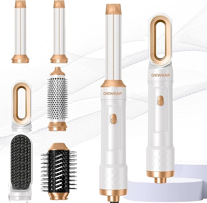 6 in ONE Blow Dryer Brush,Air Curling Iron Round Brush Blow Dryer 800W,Ionic Hair Dryer Brush for Women, Hot Air Brush Hair Styling Tools 100-120V