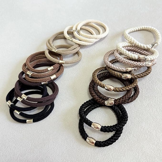 Hair Ties for Thick Hair,25PCS No Damage, Braided Elastics Hair Bands Ponytail Holders for Women